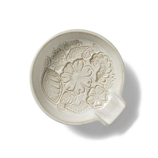 Pressed Blossom Ceramic Spoon Rest