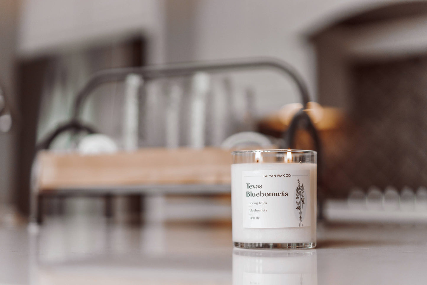 Texas Bluebonnet - Clear Glass Tumbler Soy Candle
