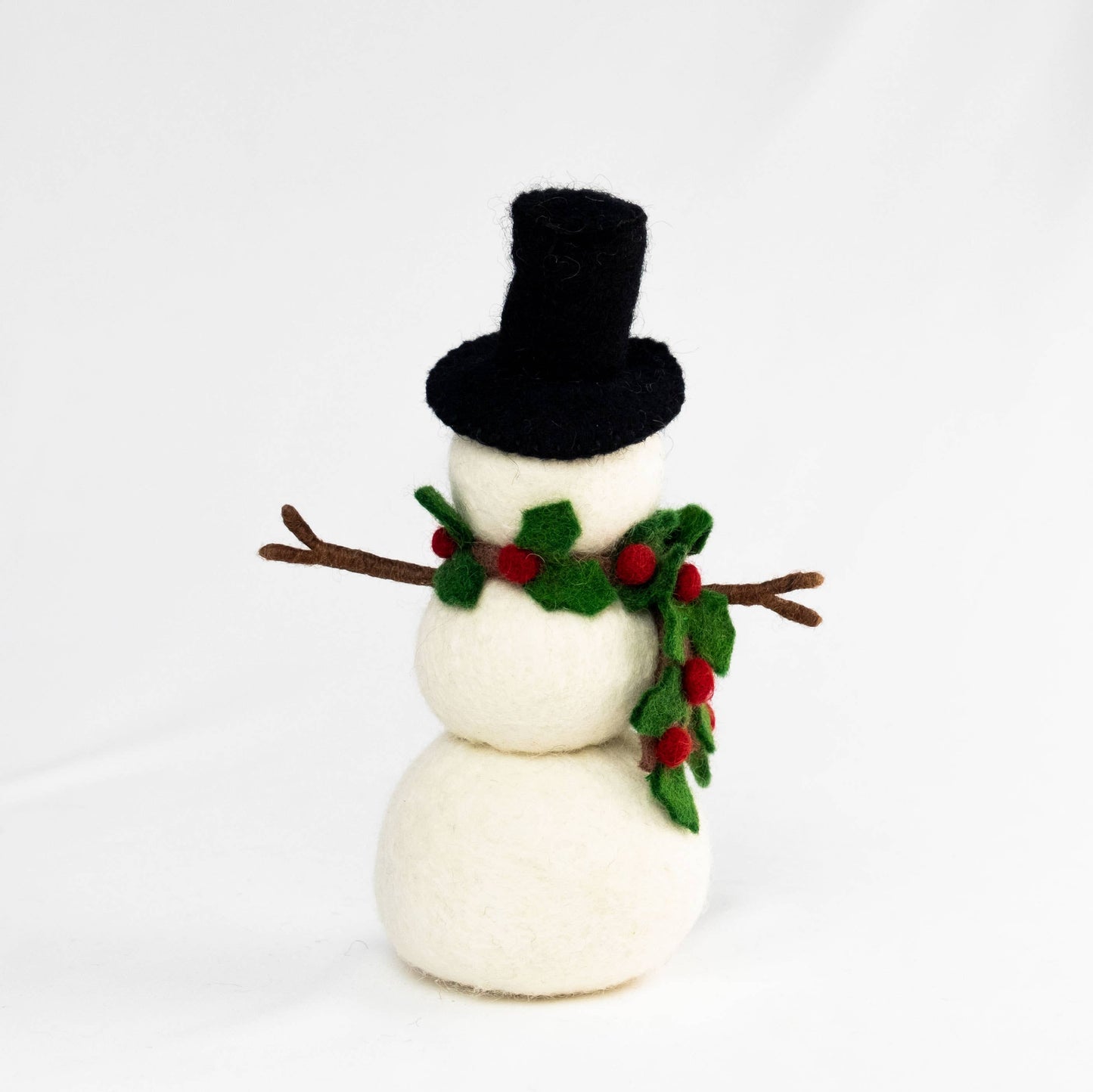 Holly Scarf Felt Snowman Figurine