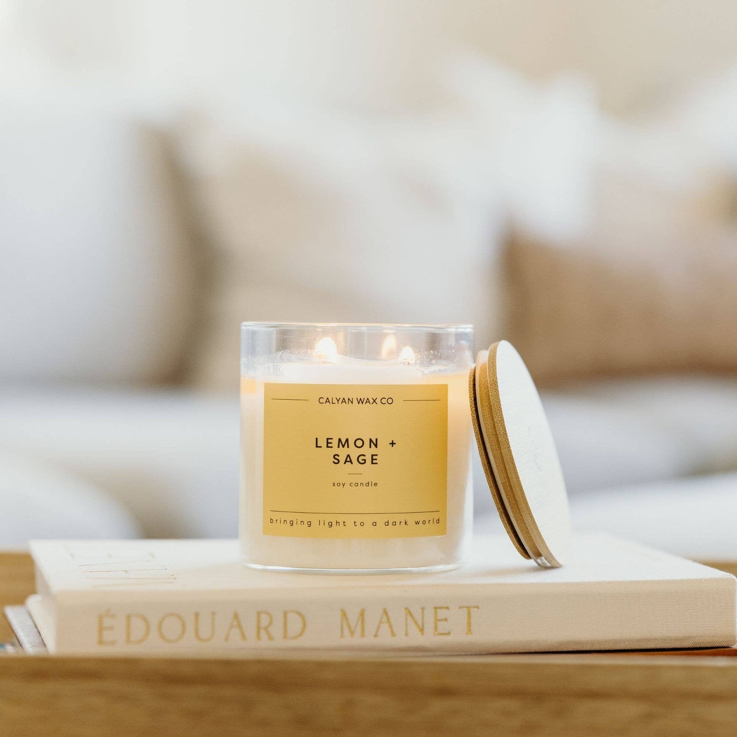 Lemon + Sage - Glass Tumbler Soy Candle