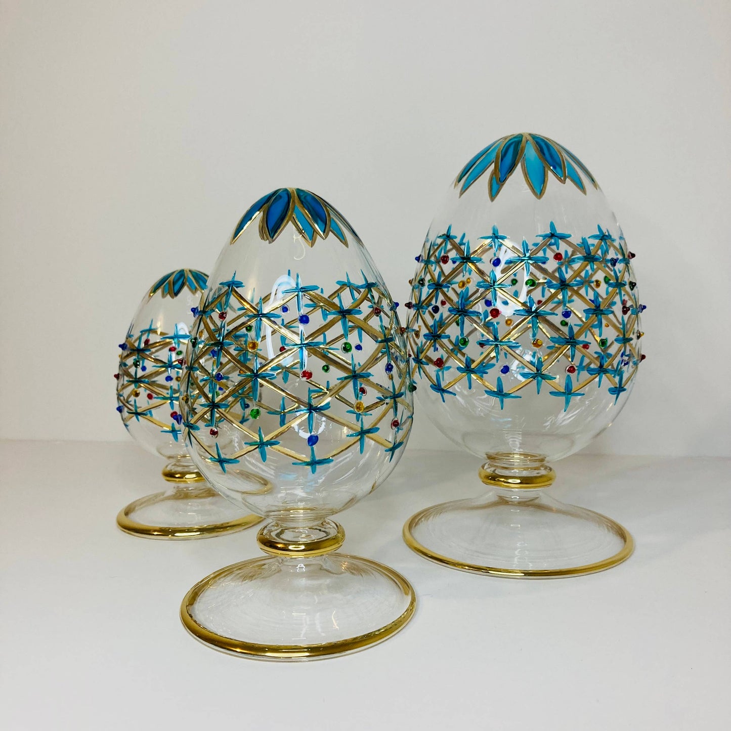 Turquoise Large Glass Tabletop Egg