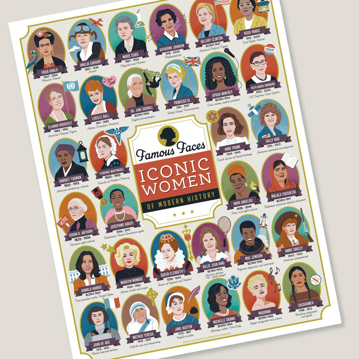 Iconic Women of Modern History Art Print