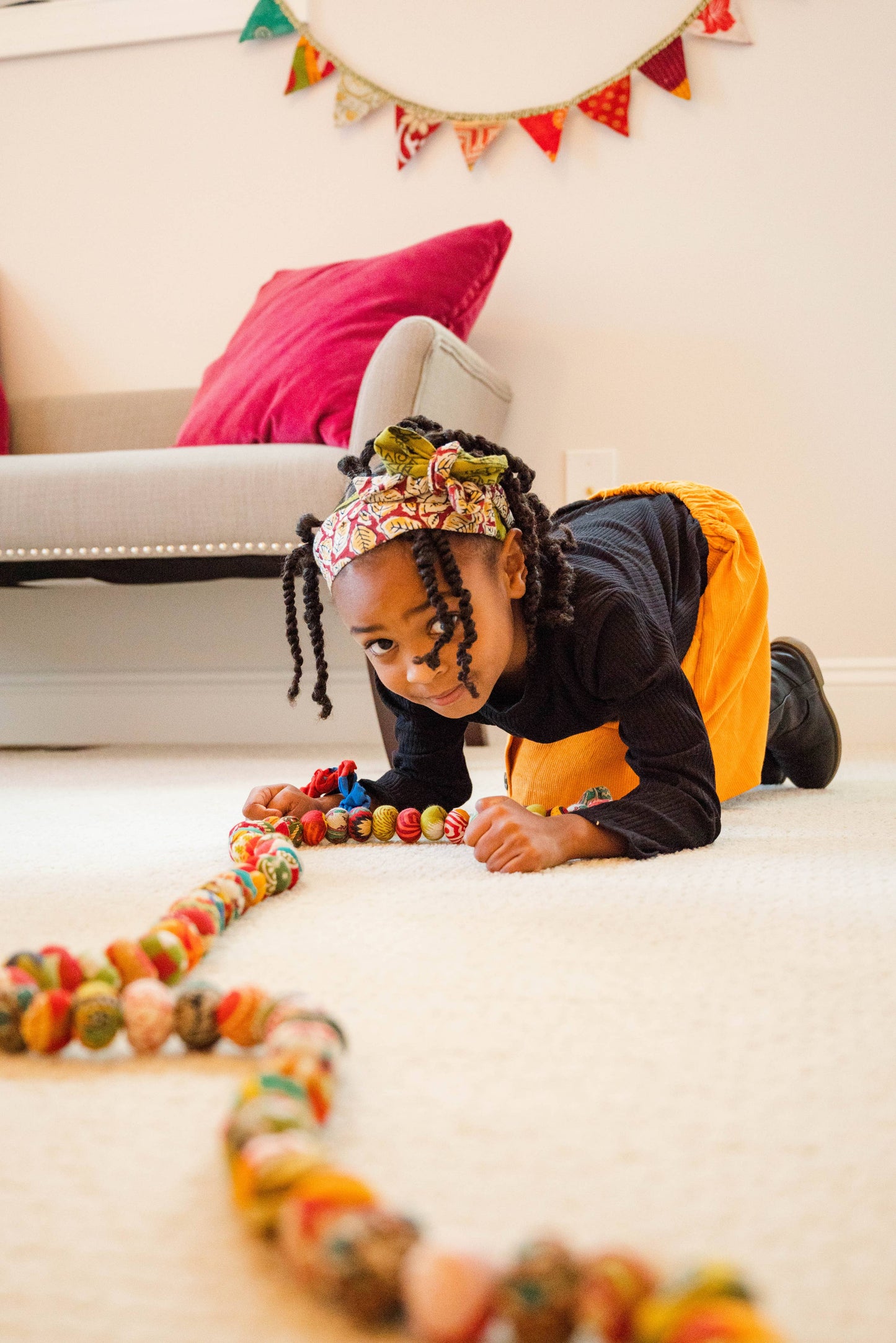 Christmas Sari Bead Garland (Red & Green)