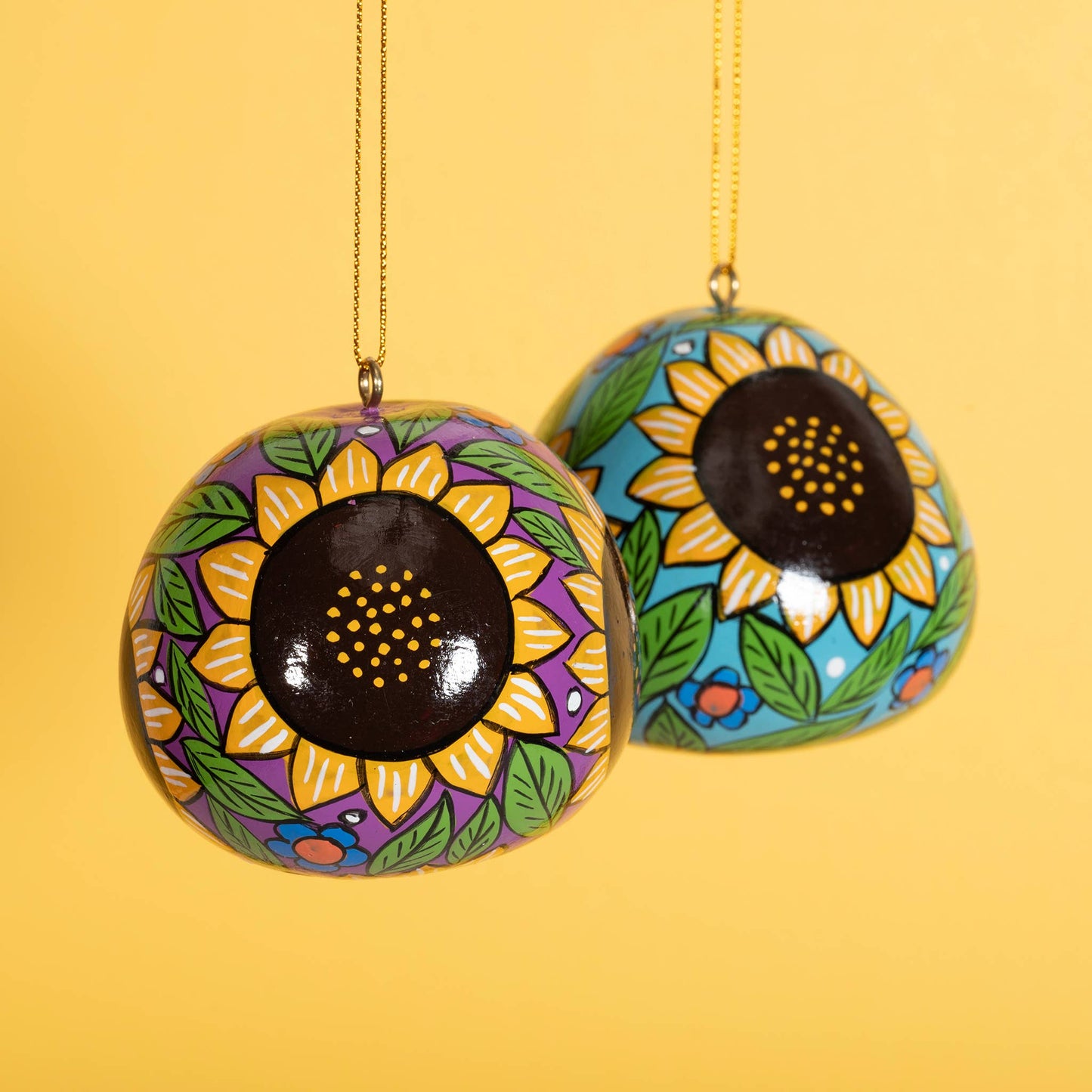 Sunflower Painted Gourd Ornament