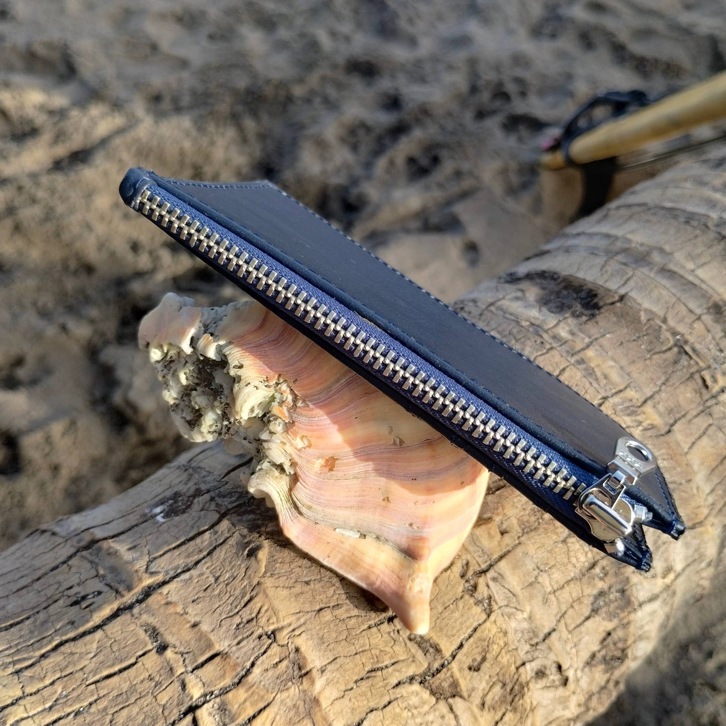 Navy Blue Zippered Card Wallet