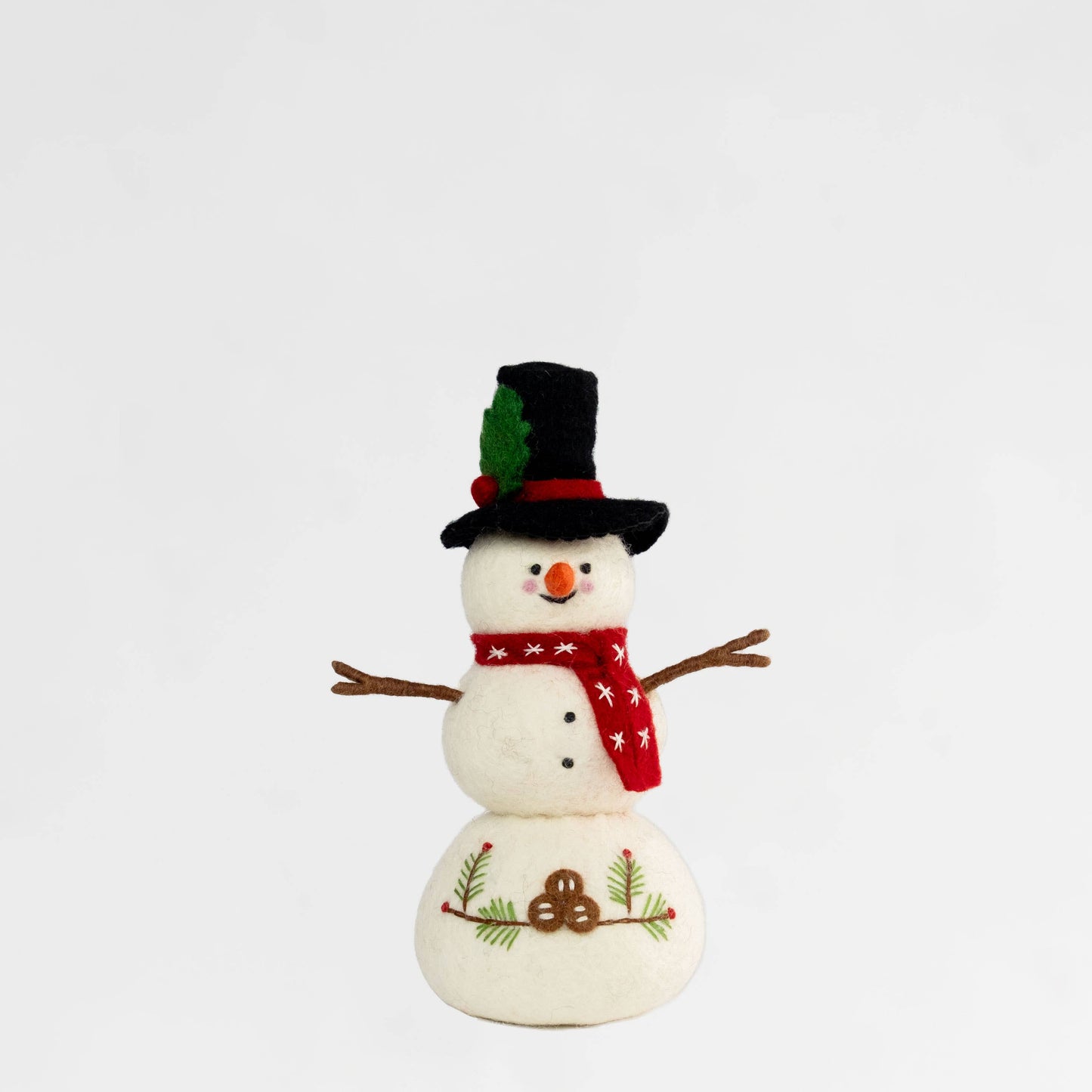 Red Scarf Felt Snowman Figurine