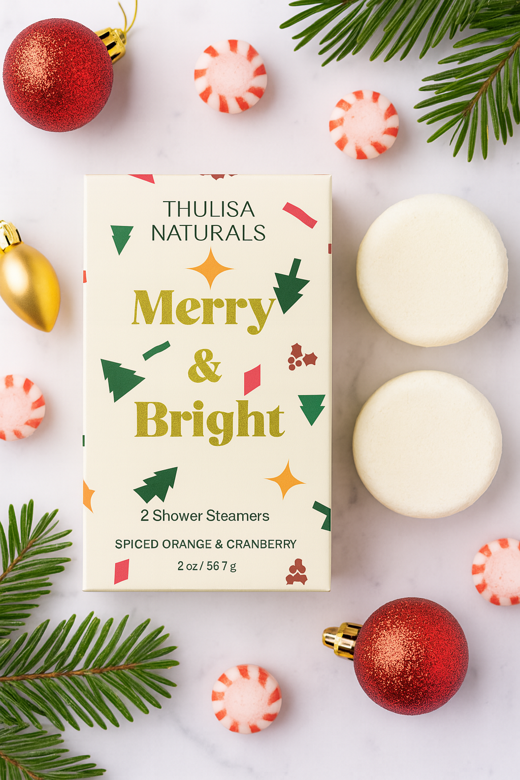 Merry & Bright Holiday Shower Steamers | Spiced Orange + Cranberry
