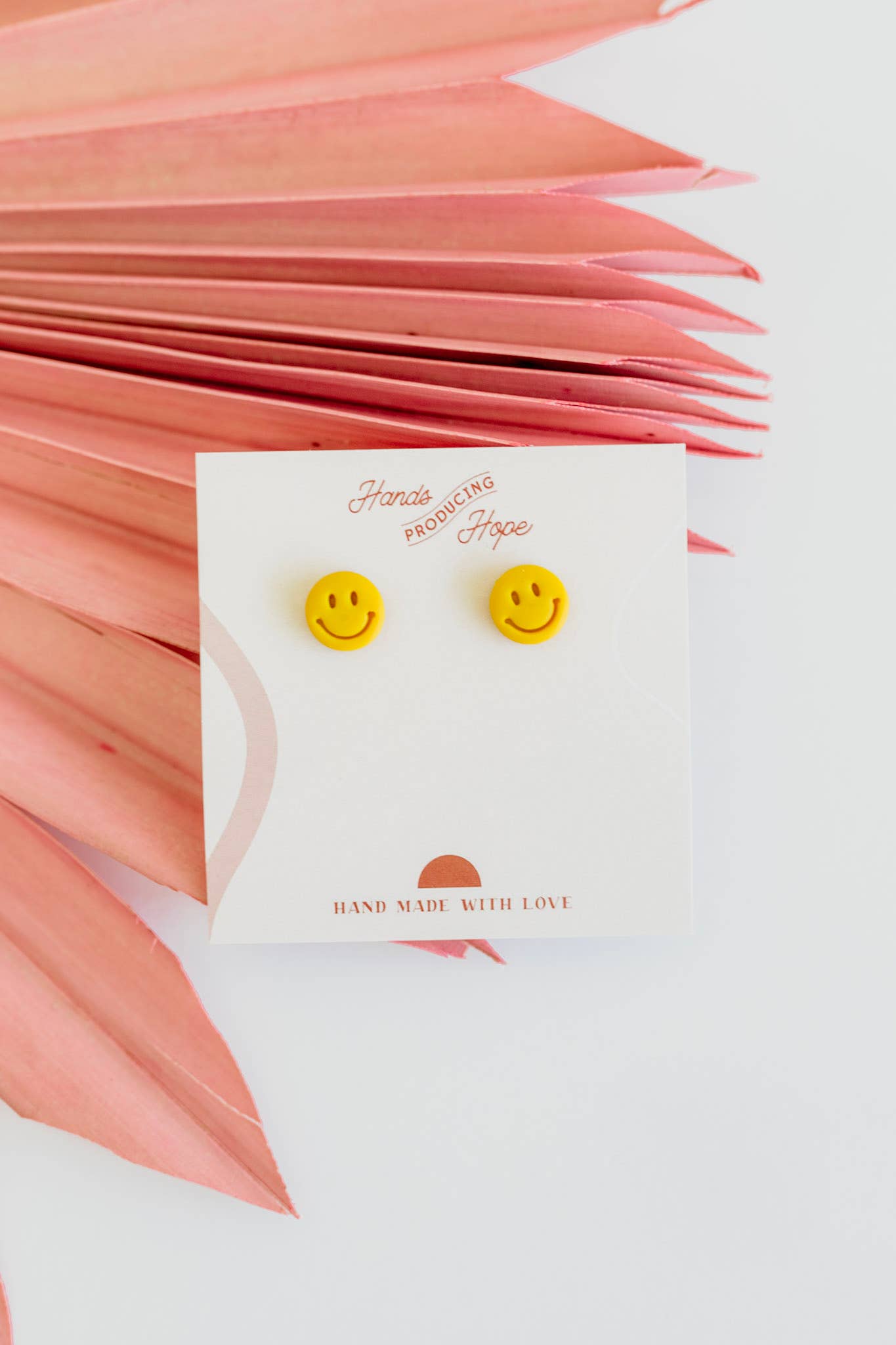 Smiley Stud Earrings: Terracotta
