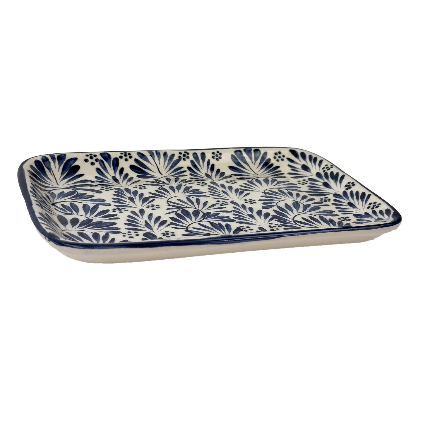 Mexican Ceramic Blue Plumeado Serving Platter
