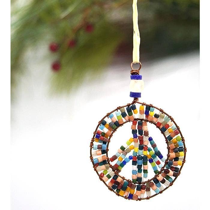 Beaded Peace Sign Ornament