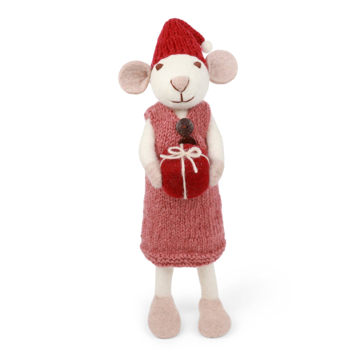 Big White Mouse Dusty Red Dress & Present