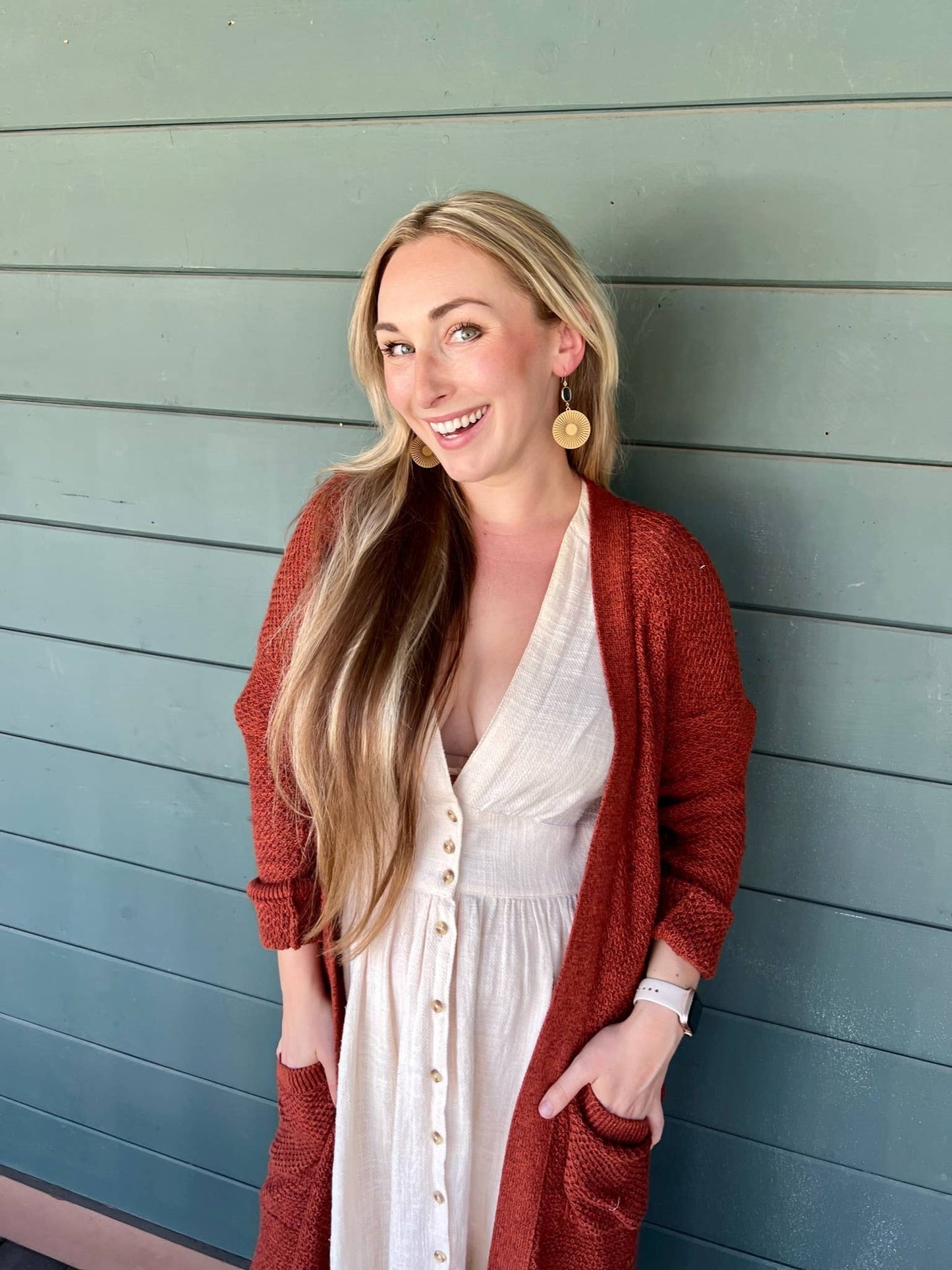 Brass Sun Medallion Earrings