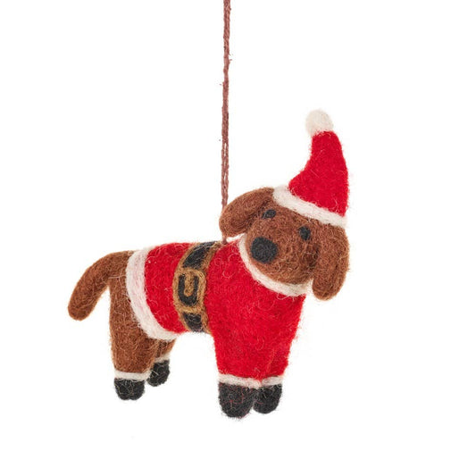 Handmade Felt Biodegradable Buddy Festive Dog Ornament