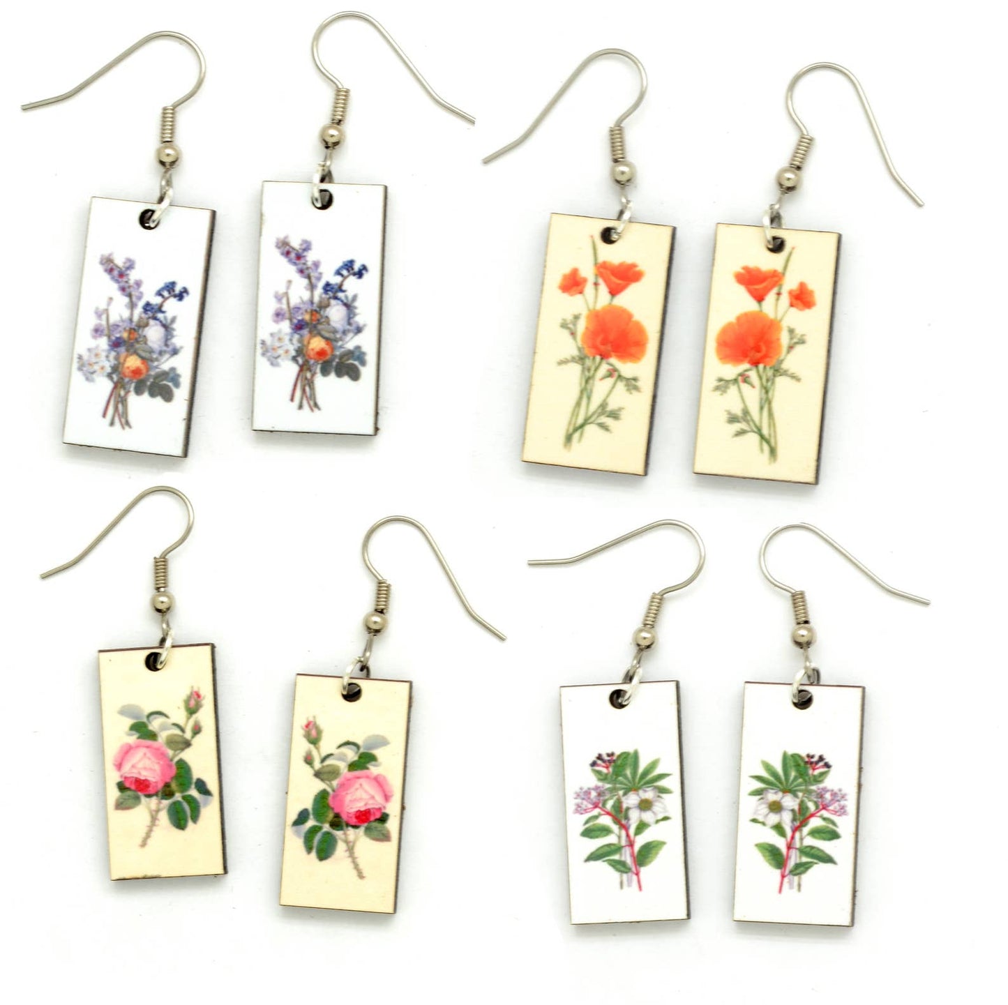 Vintage Botanical Illustration Dangle Earrings