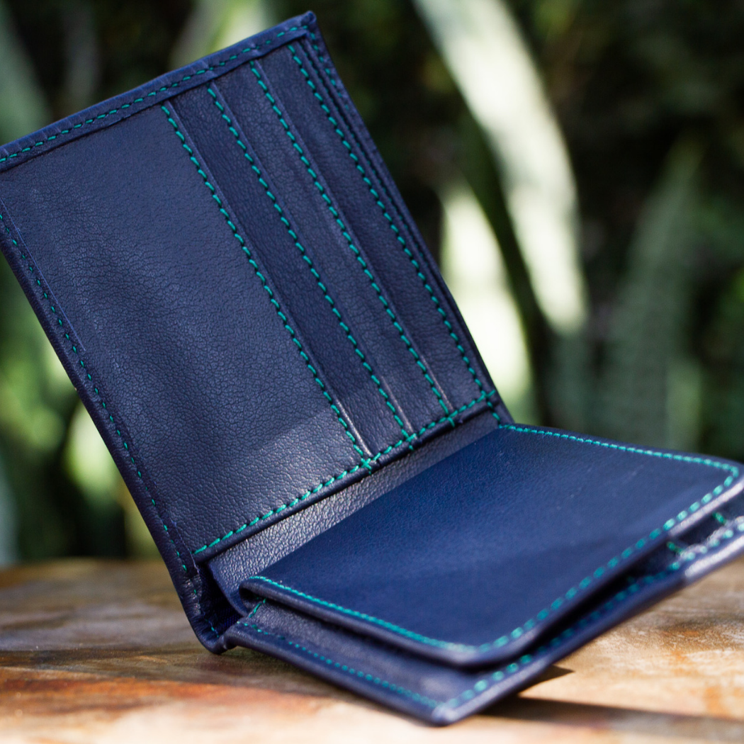 Ocean Navy Bifold Leather Wallet