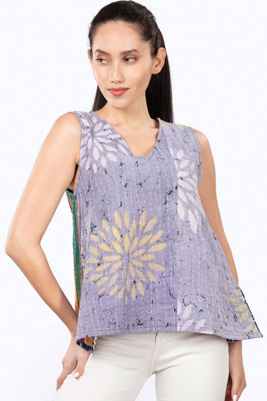 Reversible Kantha Sleeveless Top : S/M