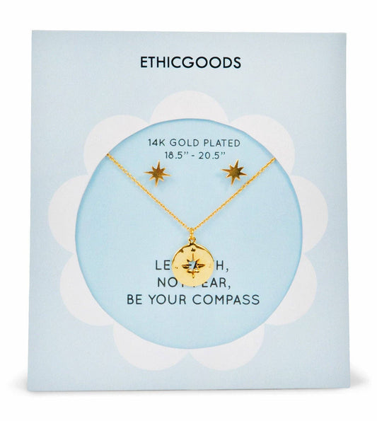 Star & Compass Classic Gold Earrings & Necklace Set