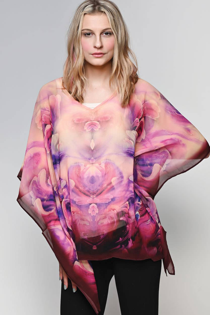 Kumari Cupro Tops: Navy Multi