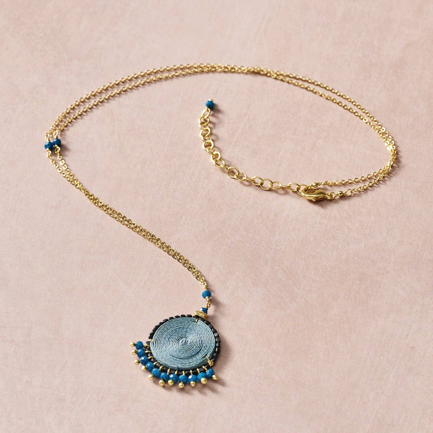 Meera Blue Beaded Pendant Necklace