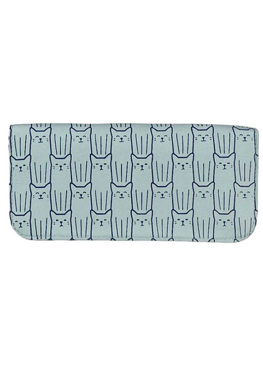 Blue Cat Print Long Wallet