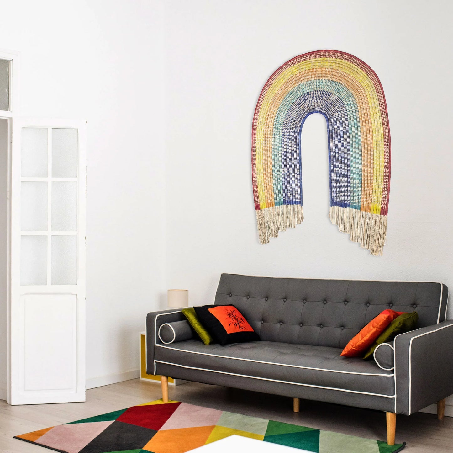 Large Rainbow Woven Wall Art