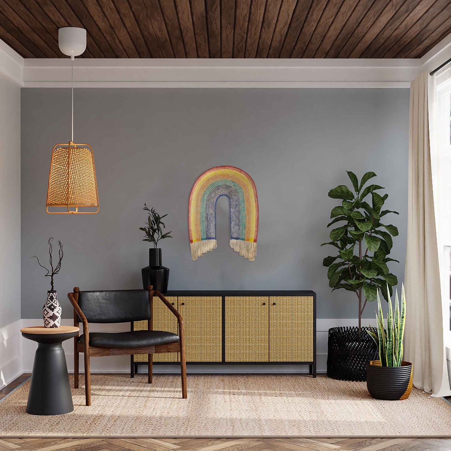 Large Rainbow Woven Wall Art