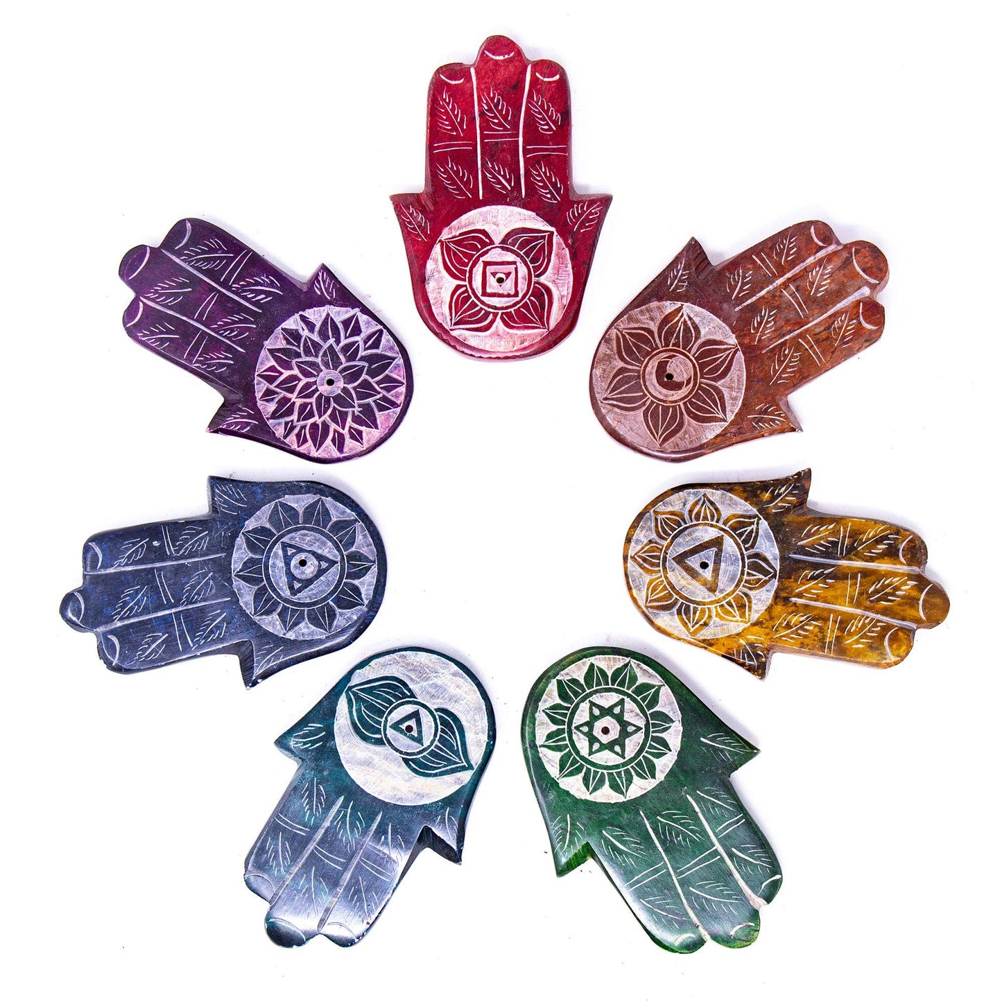 Hamsa Hand Soapstone Incense Holders