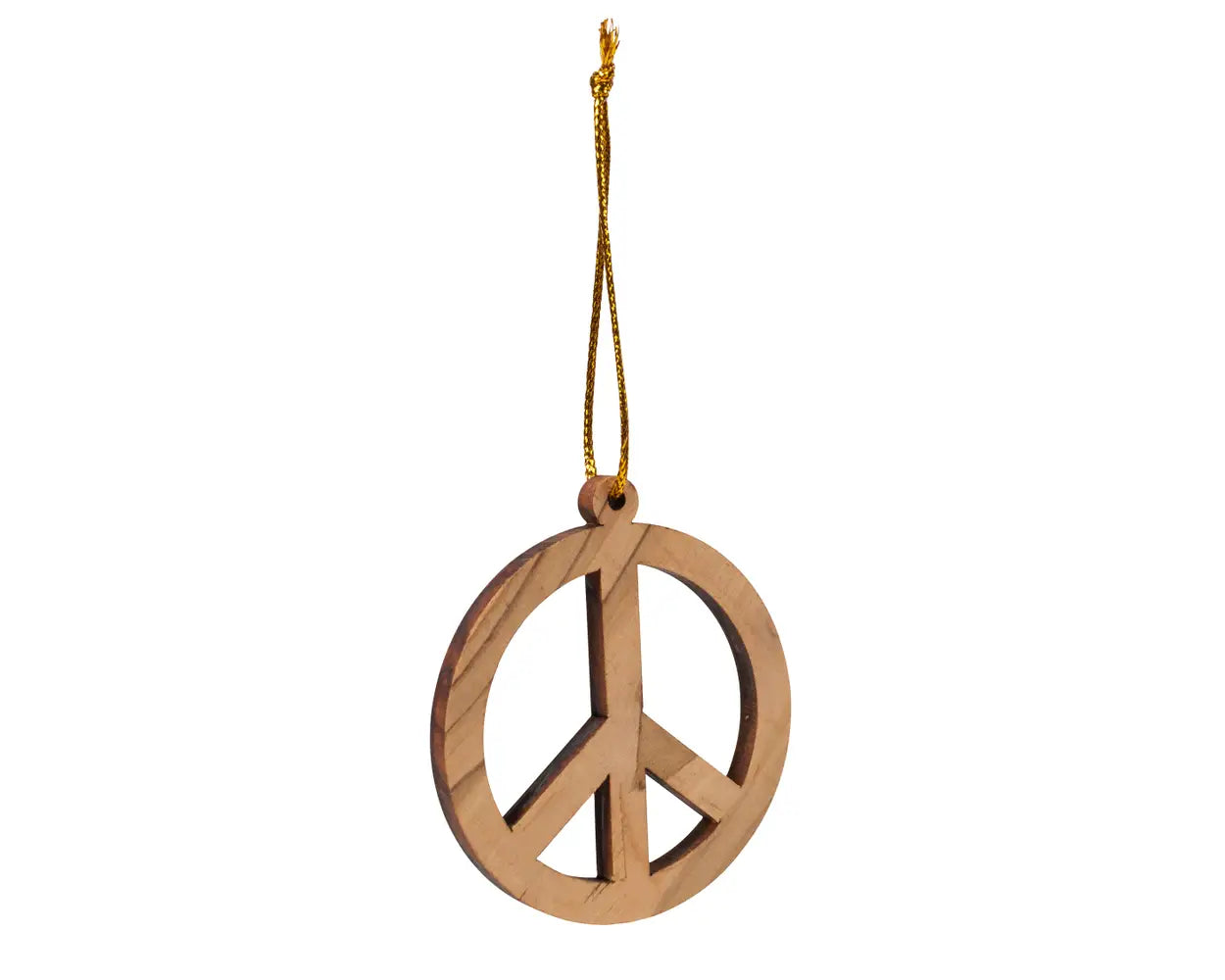 Olive Wood Peace Sign Ornament