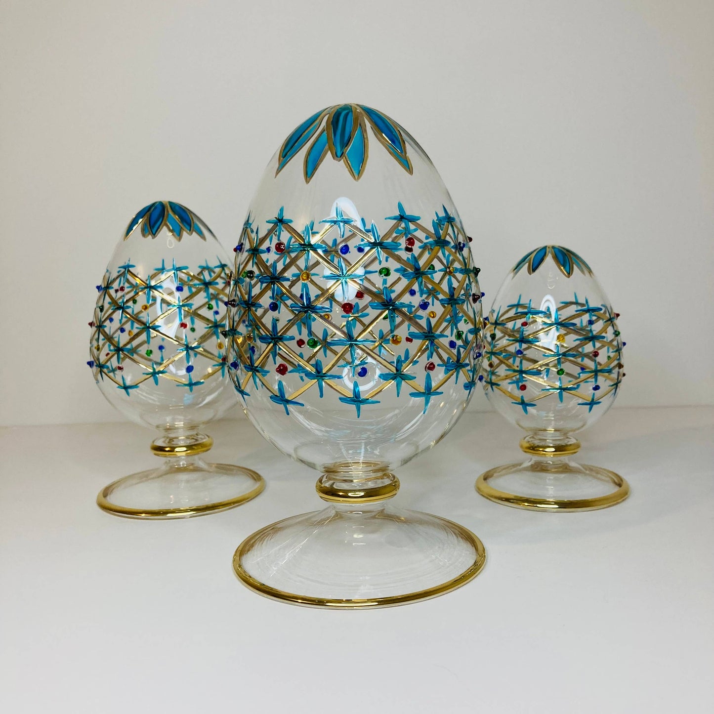 Turquoise Large Glass Tabletop Egg