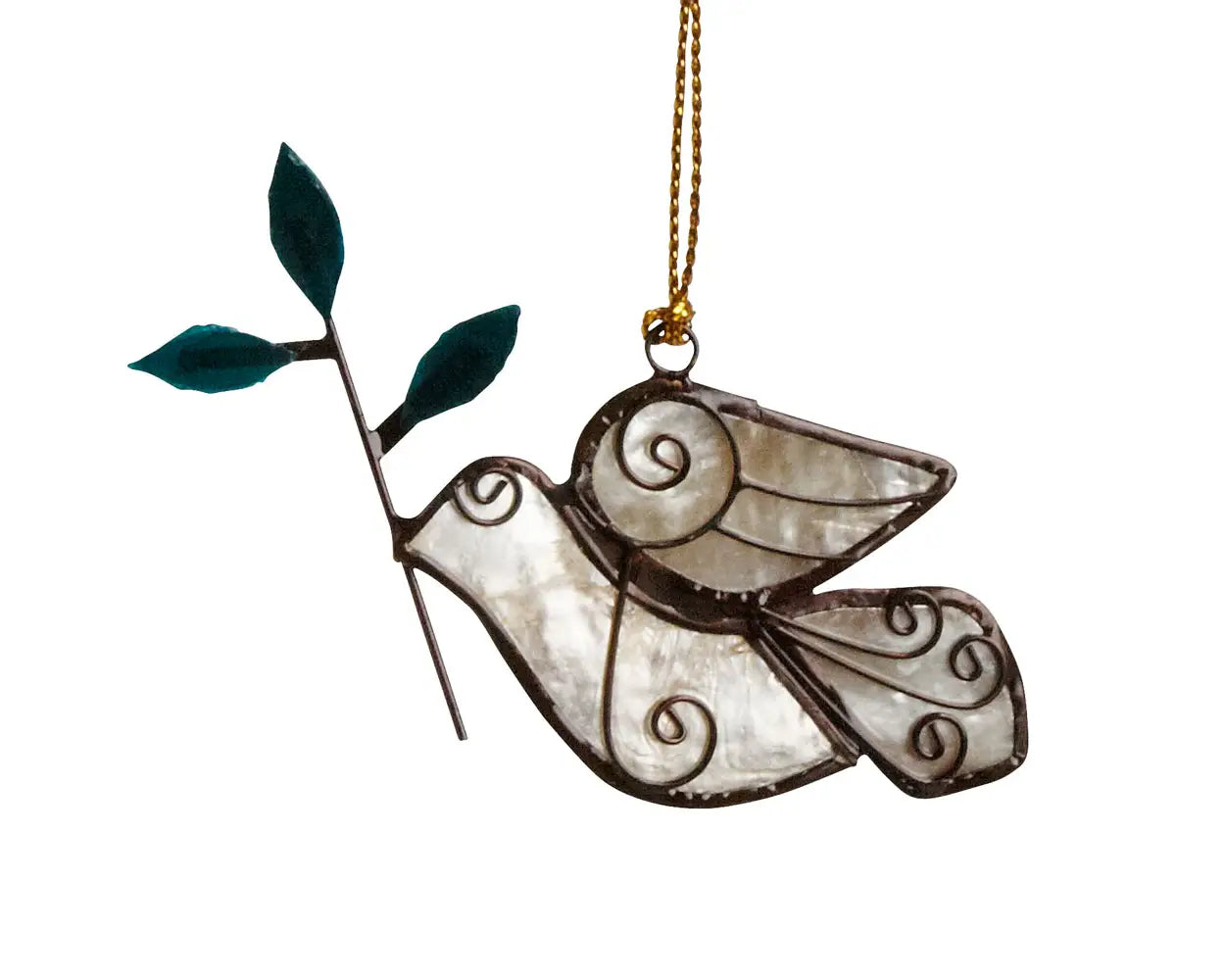 Olive Branch Dove Capiz Ornament