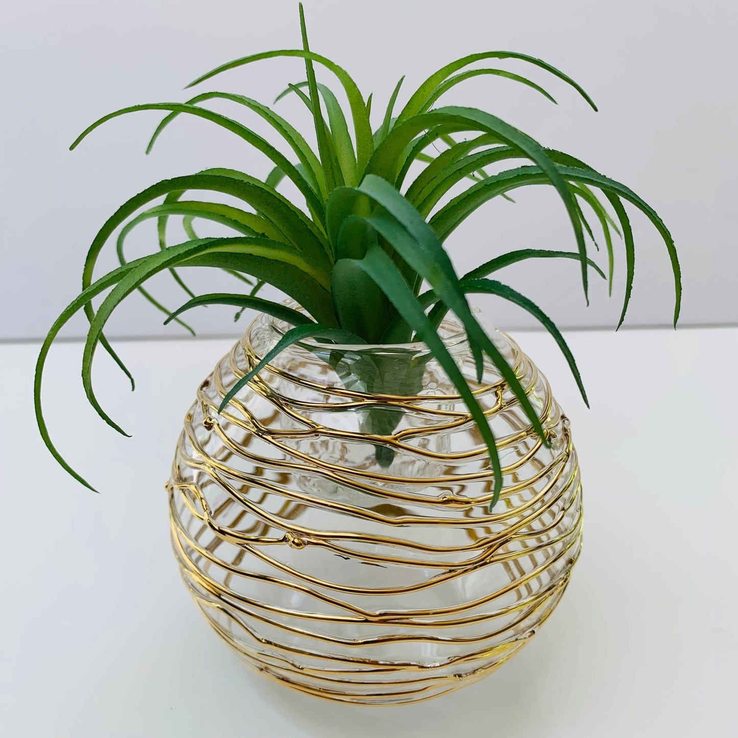 Gold Spiral Glass Candle Holder