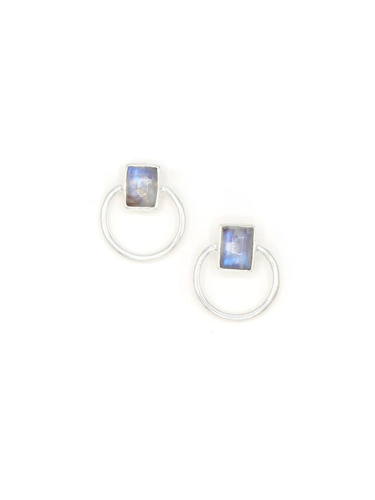 Midnight Loop Stud Earrings - Moonstone