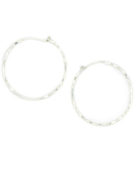 Silver Bamboo Hoop Earrings