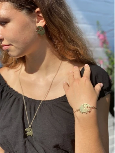 Elephant Brass Stud Earrings