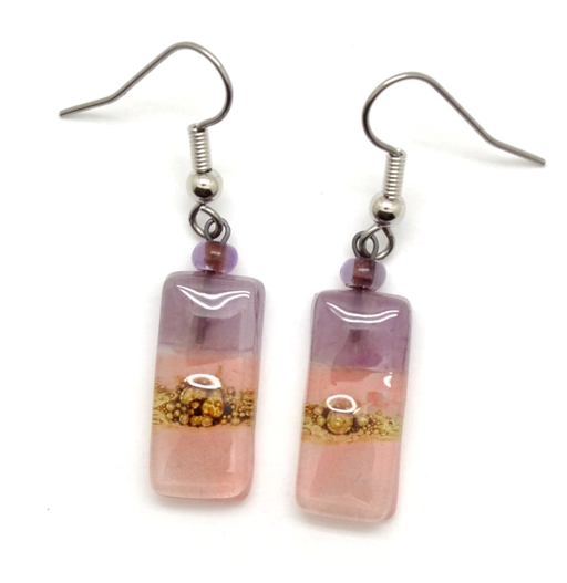 Tiny Rectangle Glass Earrings