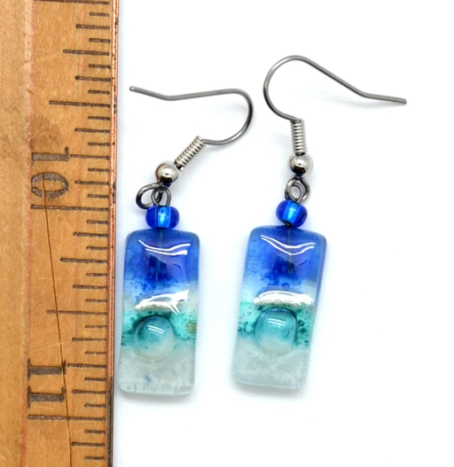 Tiny Rectangle Glass Earrings