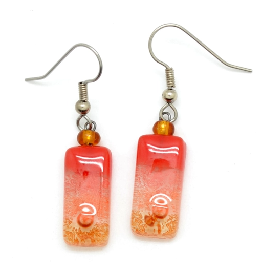 Tiny Rectangle Glass Earrings