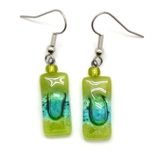 Tiny Rectangle Glass Earrings