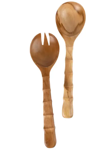 Sleek Teak Salad Servers
