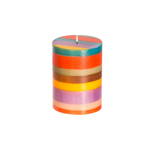 Memphis Stripe hand Painted Cube Candles