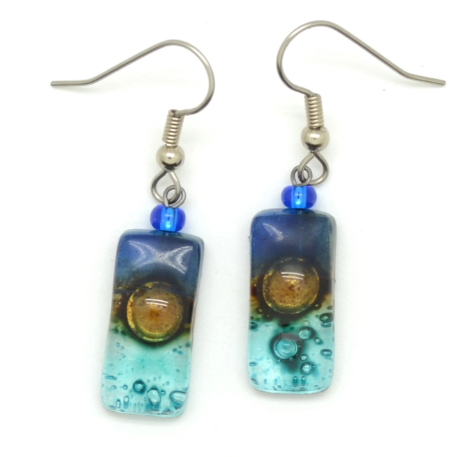 Tiny Rectangle Glass Earrings