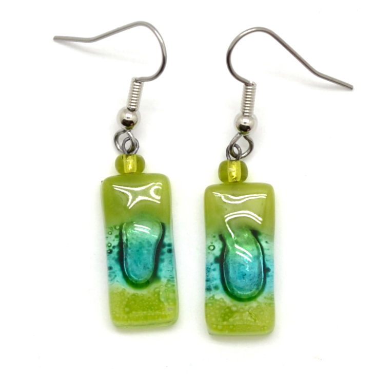 Tiny Rectangle Glass Earrings