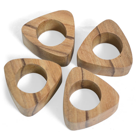 Natural Suar Wood Napkin Rings, Set of 4