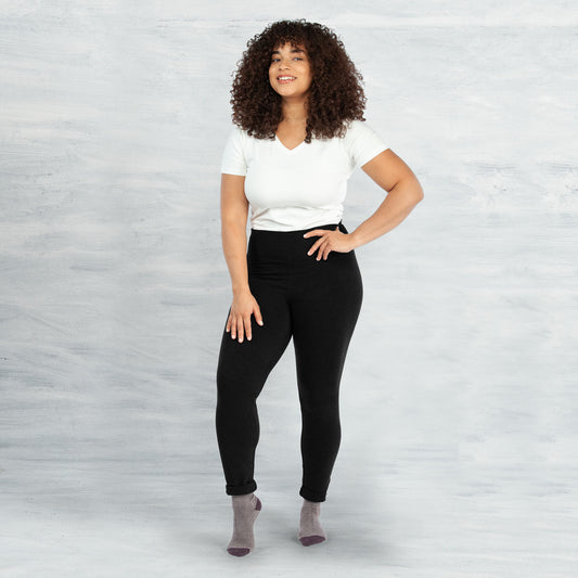 Organic Cotton Black Fleece Leggings