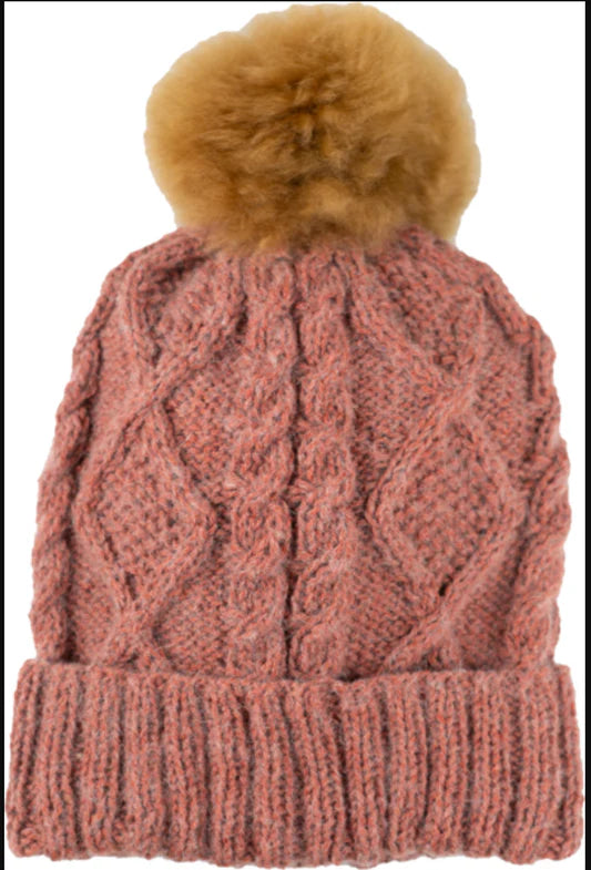 Braided Pom Pom Hat