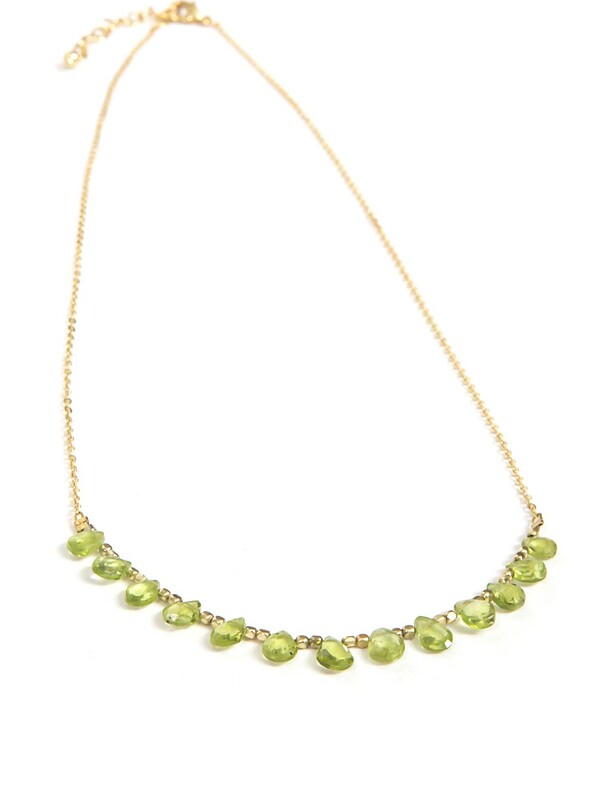 Clover Patch Brass & Peridot Necklace