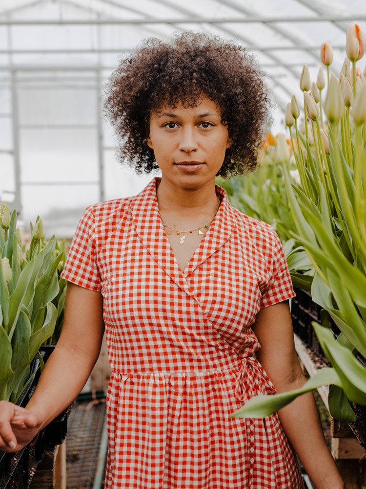 Annie Wrap Dress Cherry Gingha