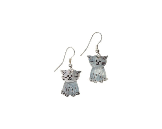 Silver Kitty Earrings