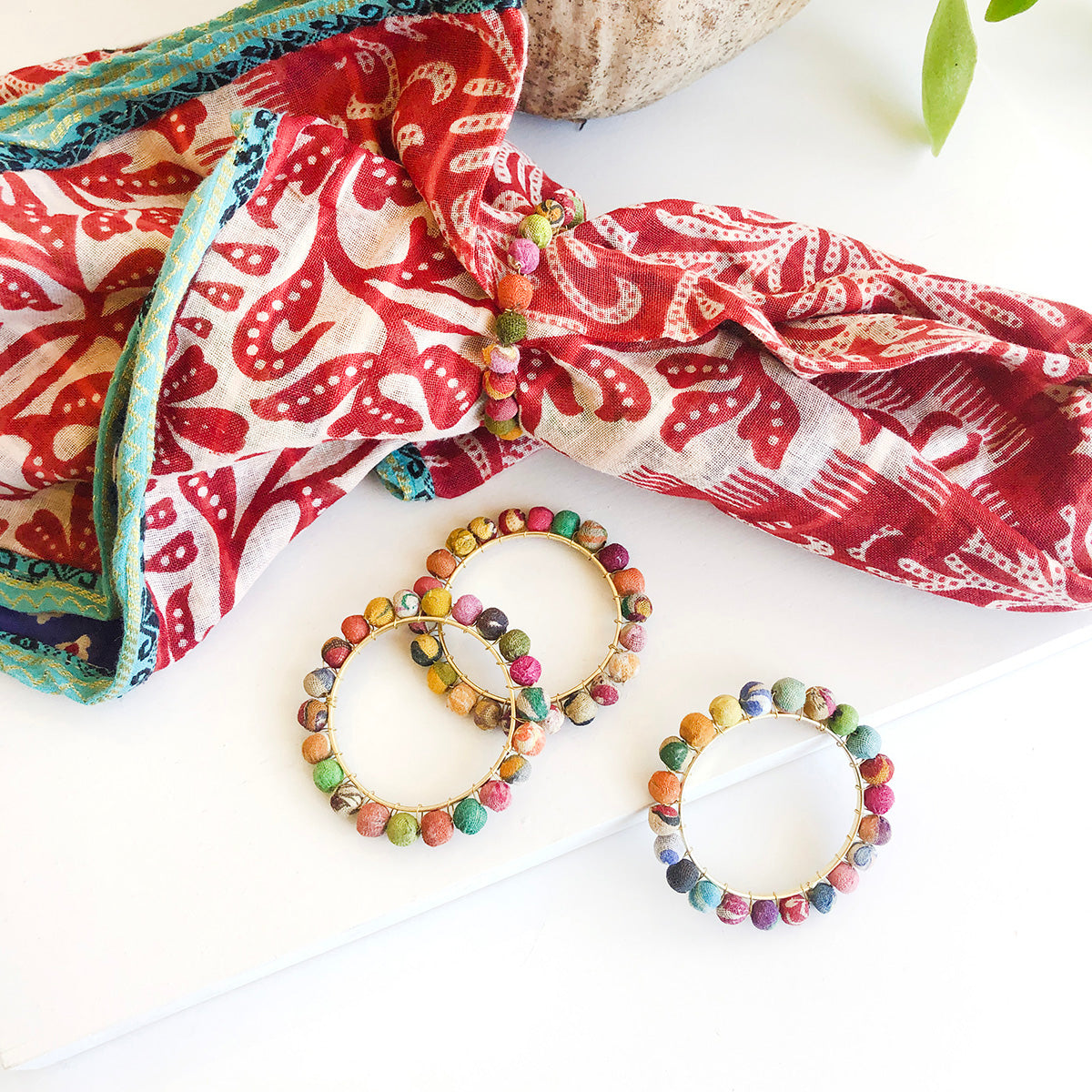 Kantha Beaded Napkin Rings