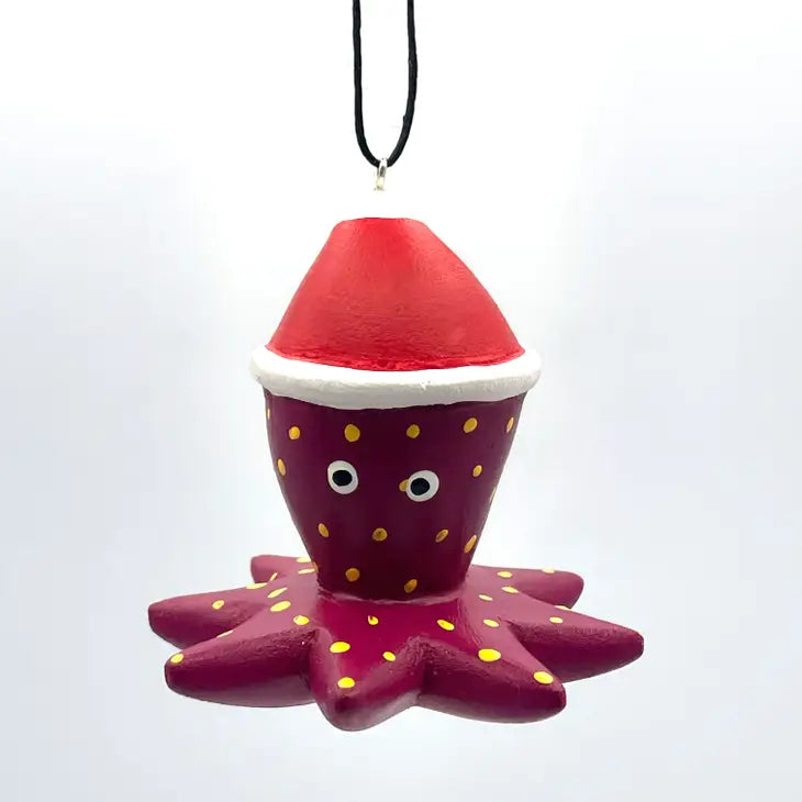 Holiday Octopus Balsa Ornament